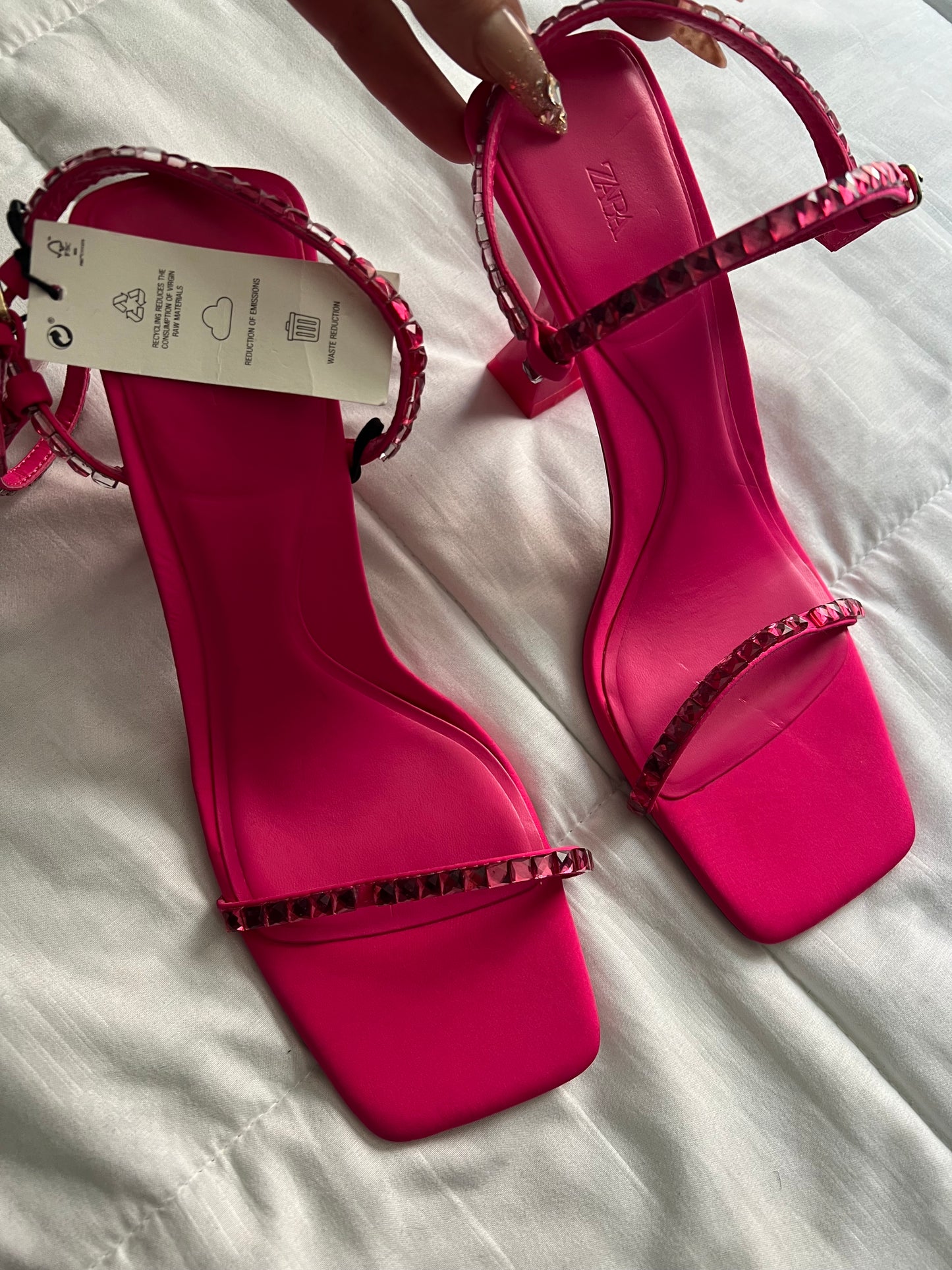 Pink Zara Rhinestone Heels