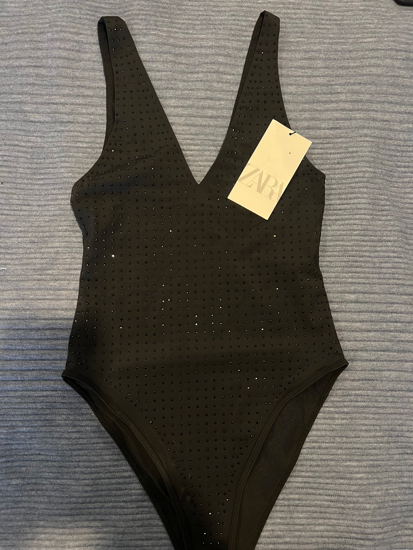 ZARA black Rhinestone Bodysuit