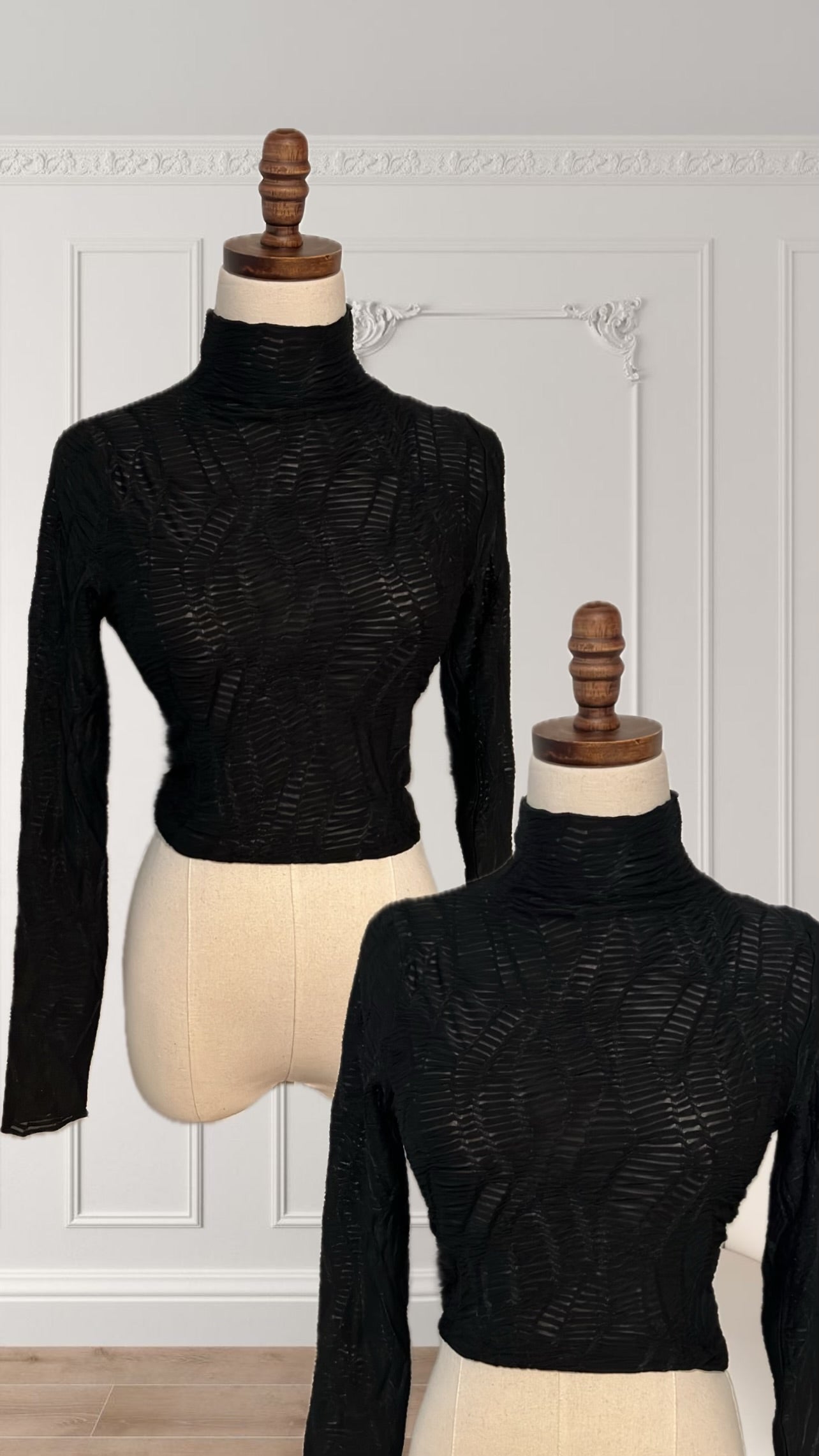 Black Sheer-Mesh Top