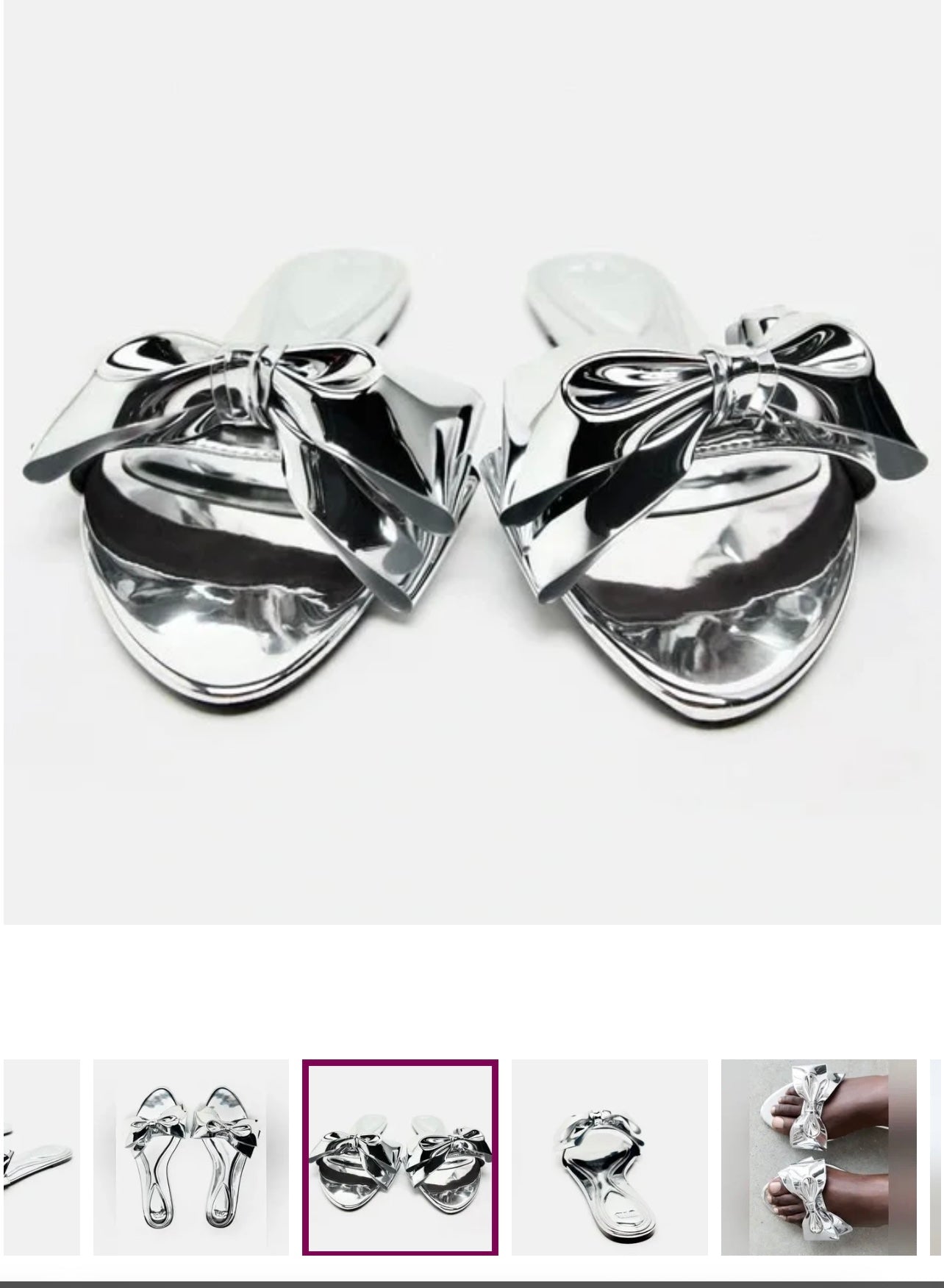 Zara Silver Bow Sandals