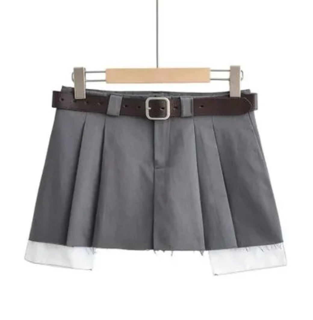 Grey Korean Pleated Skirt