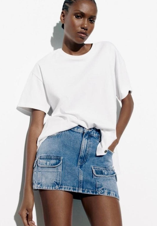Zara Denim Cargo Skirt