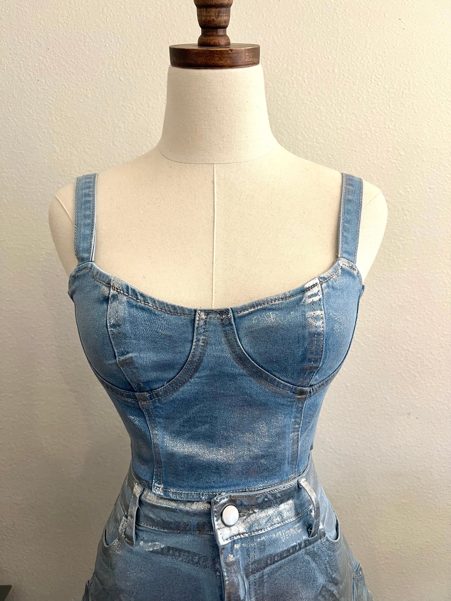 Denim Foil Top