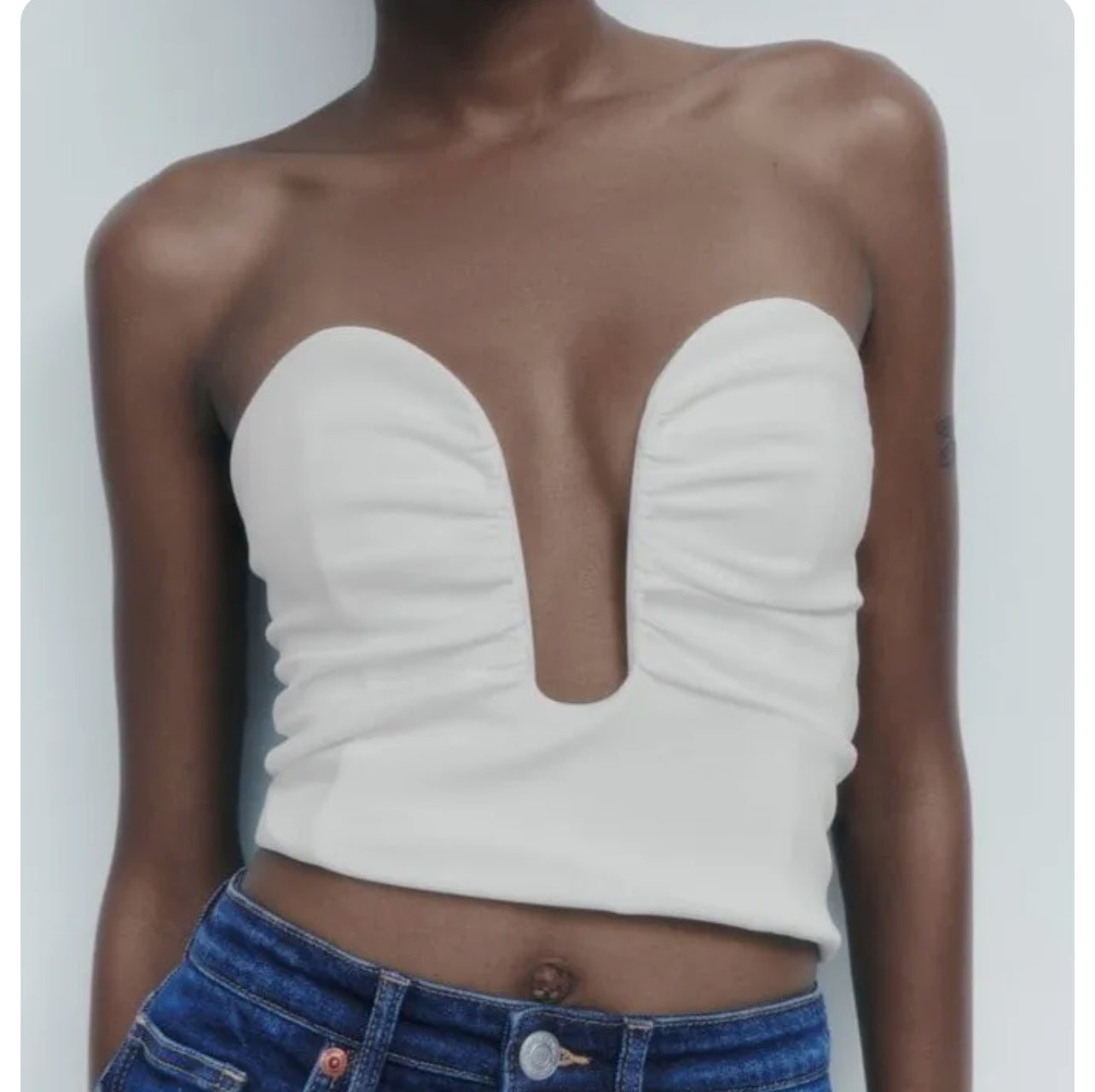 Zara White Sweetheart Top