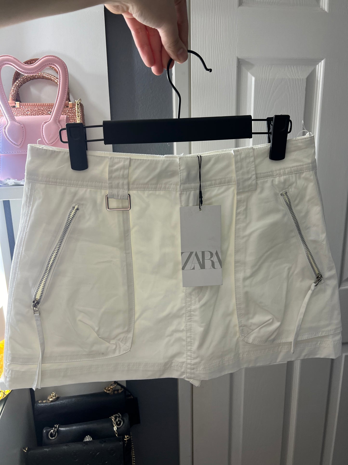 Zara White Cargo Skirt