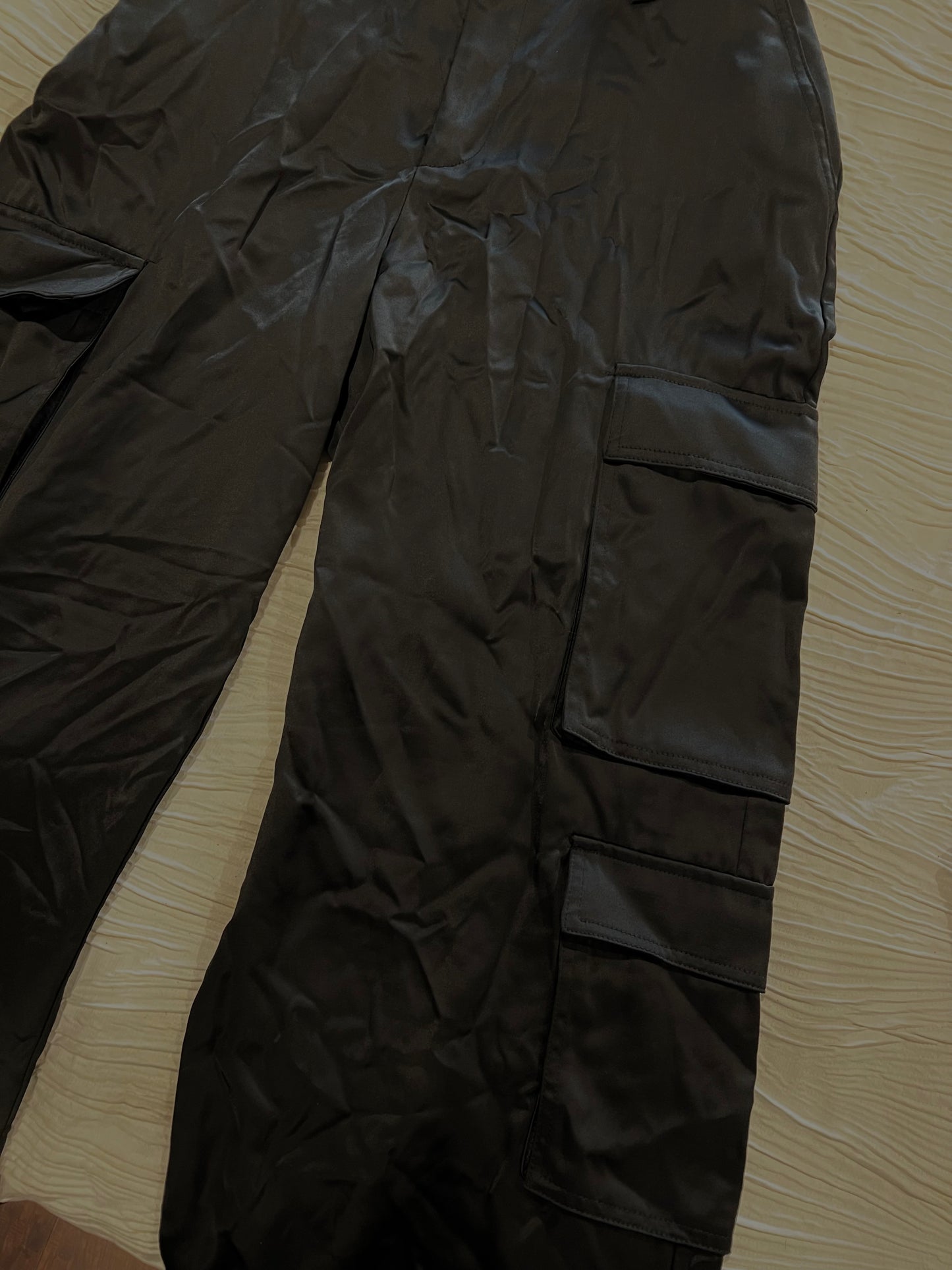 Zara Black Satin Cargos