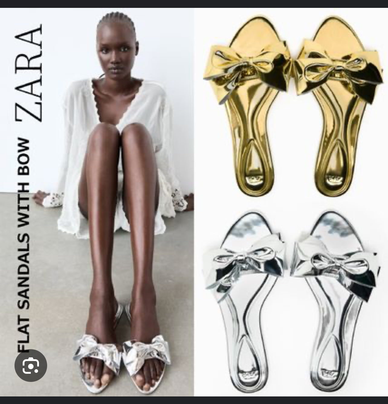 Zara Silver Bow Sandals