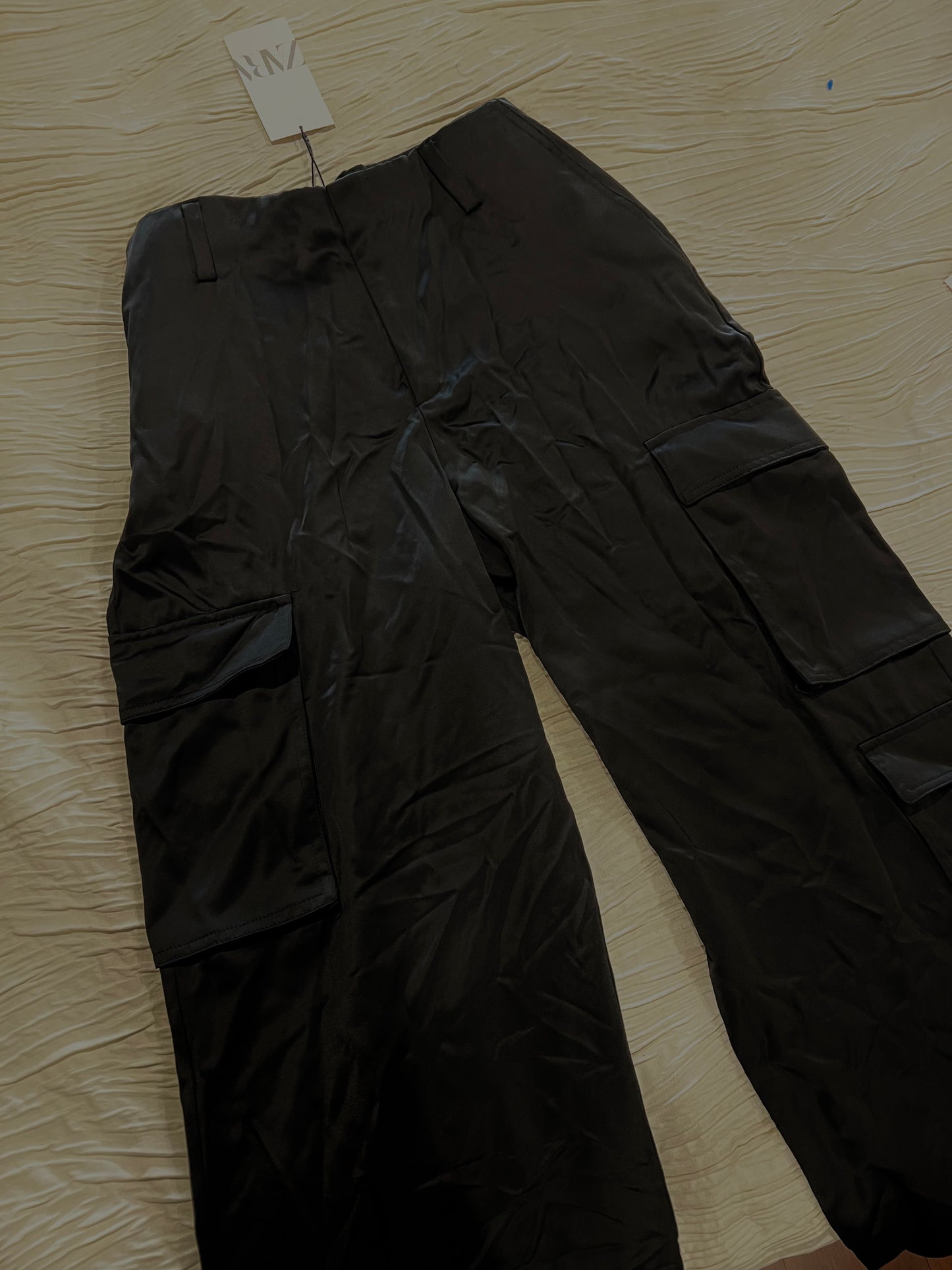 Zara Black Satin Cargos