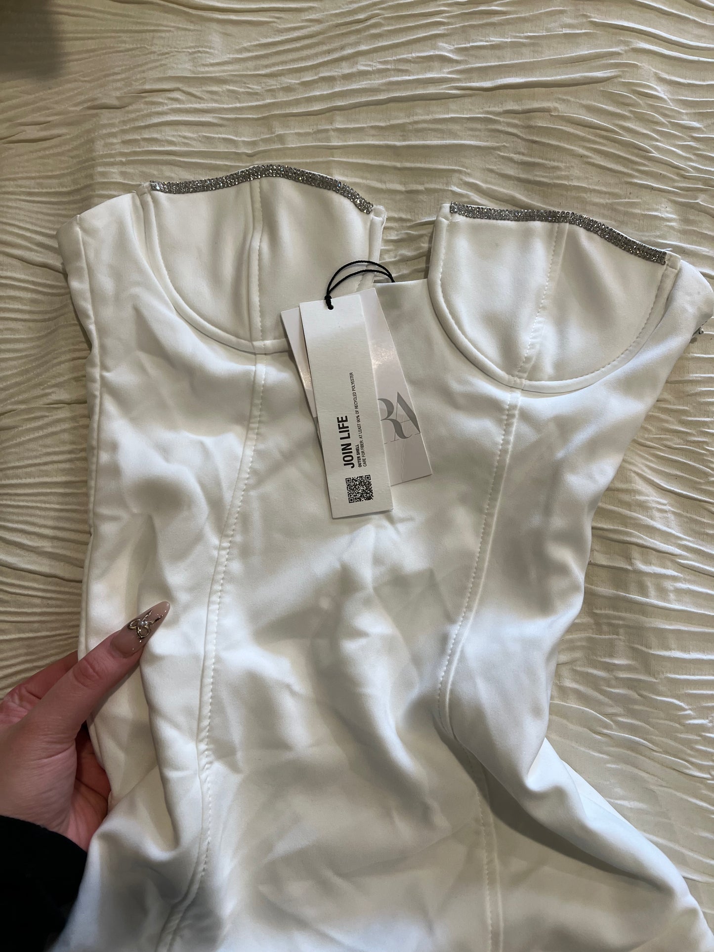 Zara White Rhinestone Dress