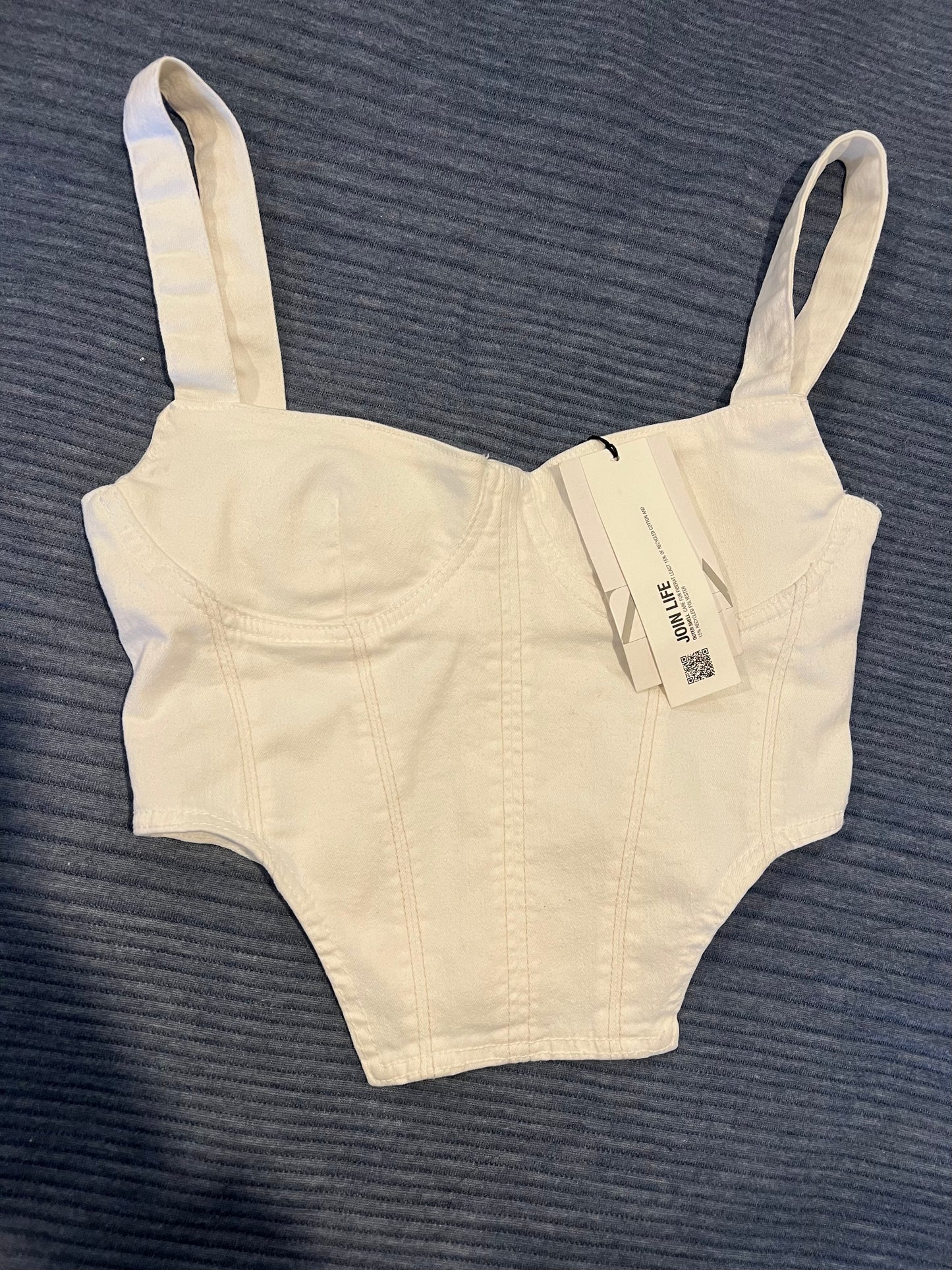 White Zara Denim Corset Top