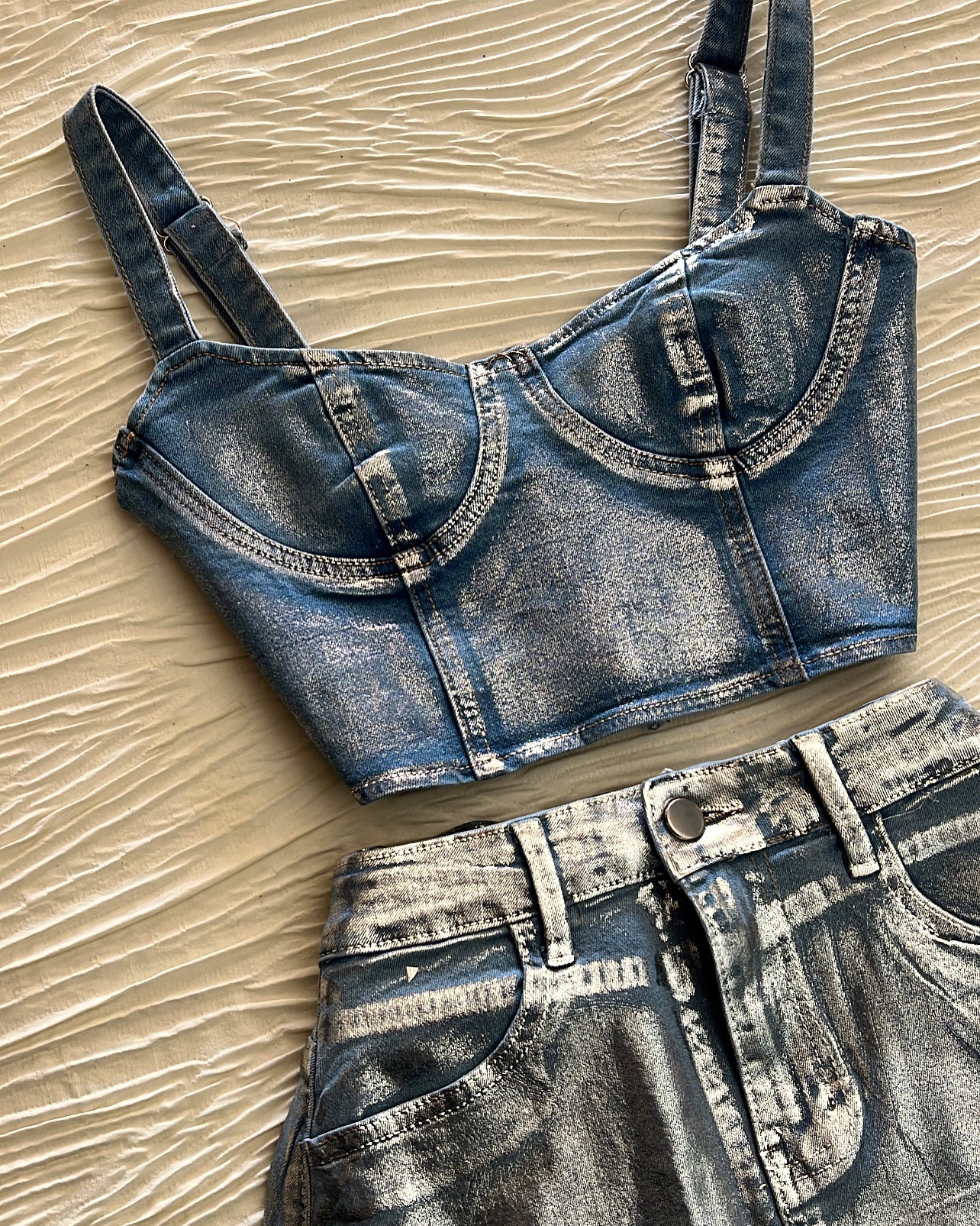 Denim Foil Top