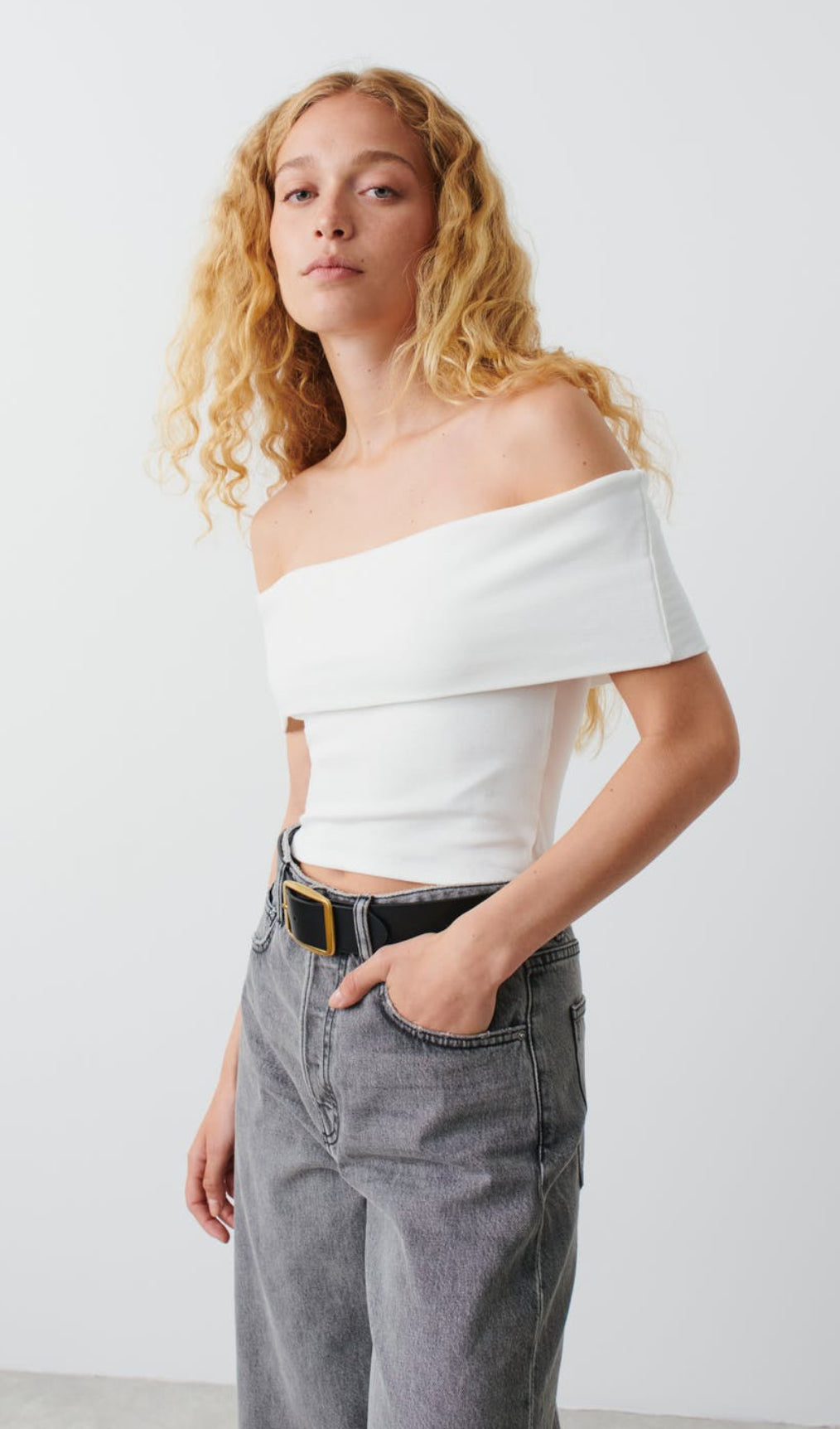 Zara White Shoulder Top