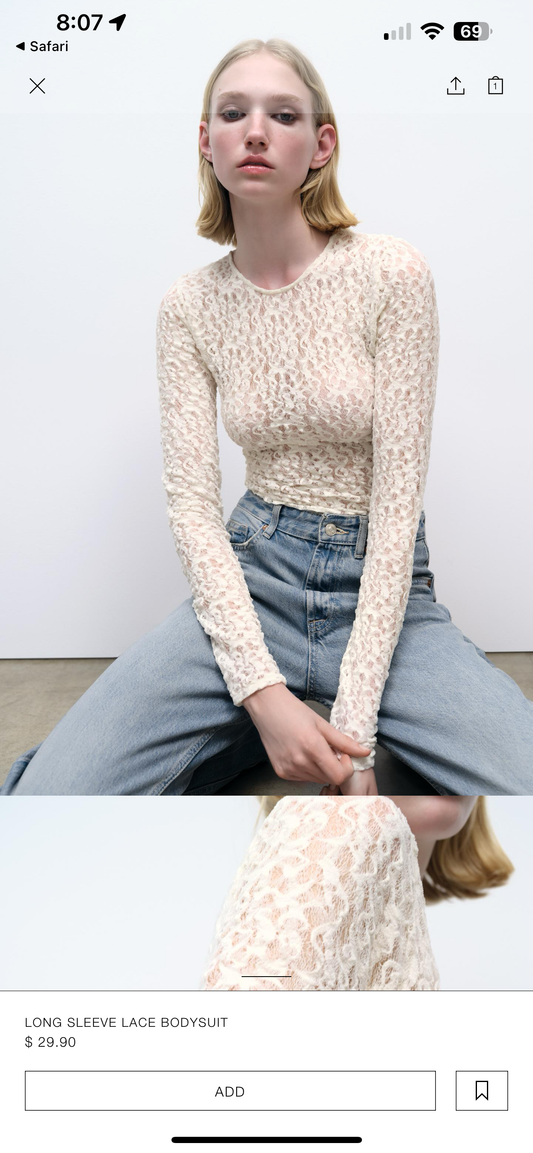 White Lace Mesh Top Zara