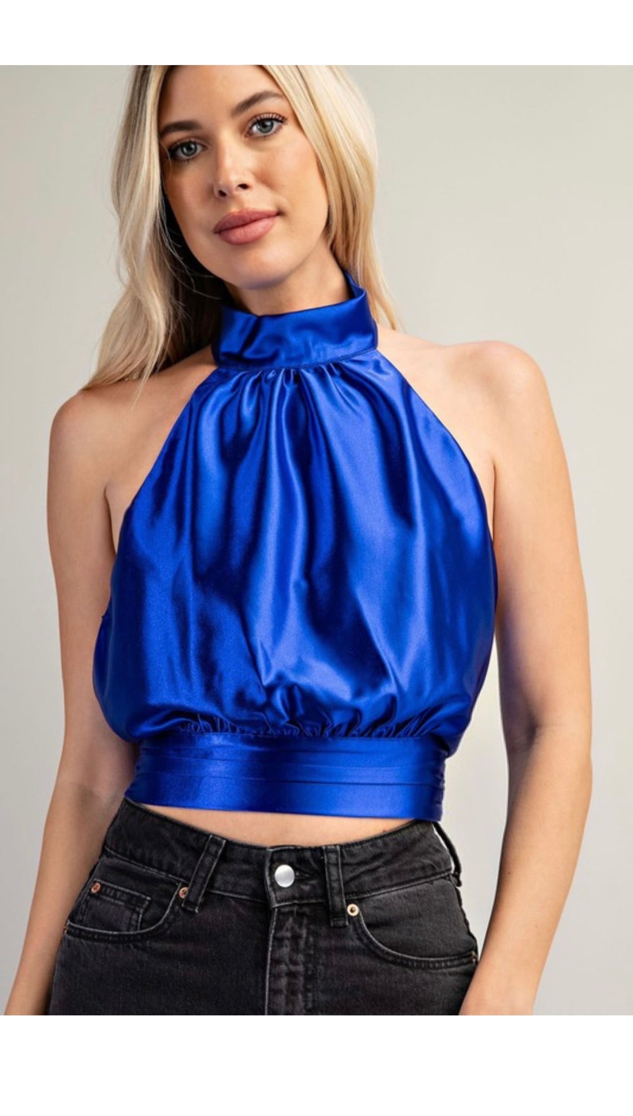 Blue Silk Halter-Top