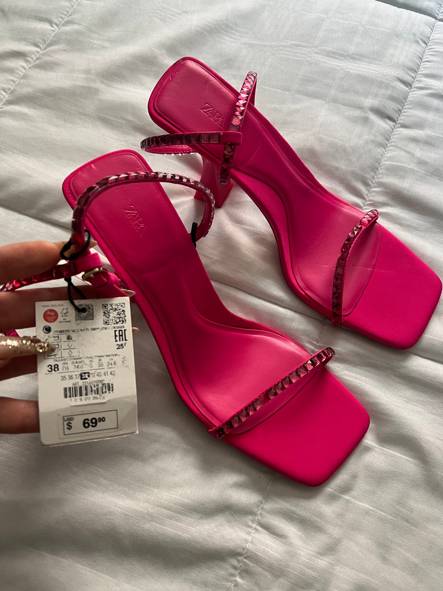 Pink Zara Rhinestone Heels