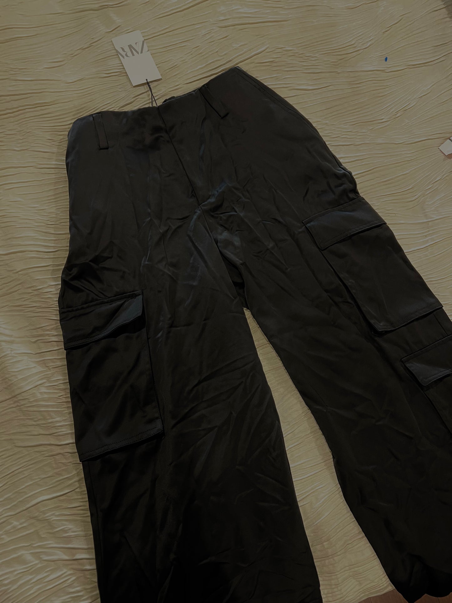 Zara Black Satin Cargos