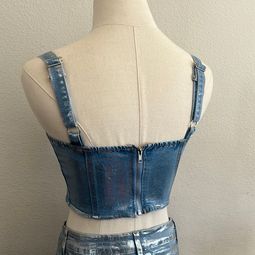 Denim Foil Top