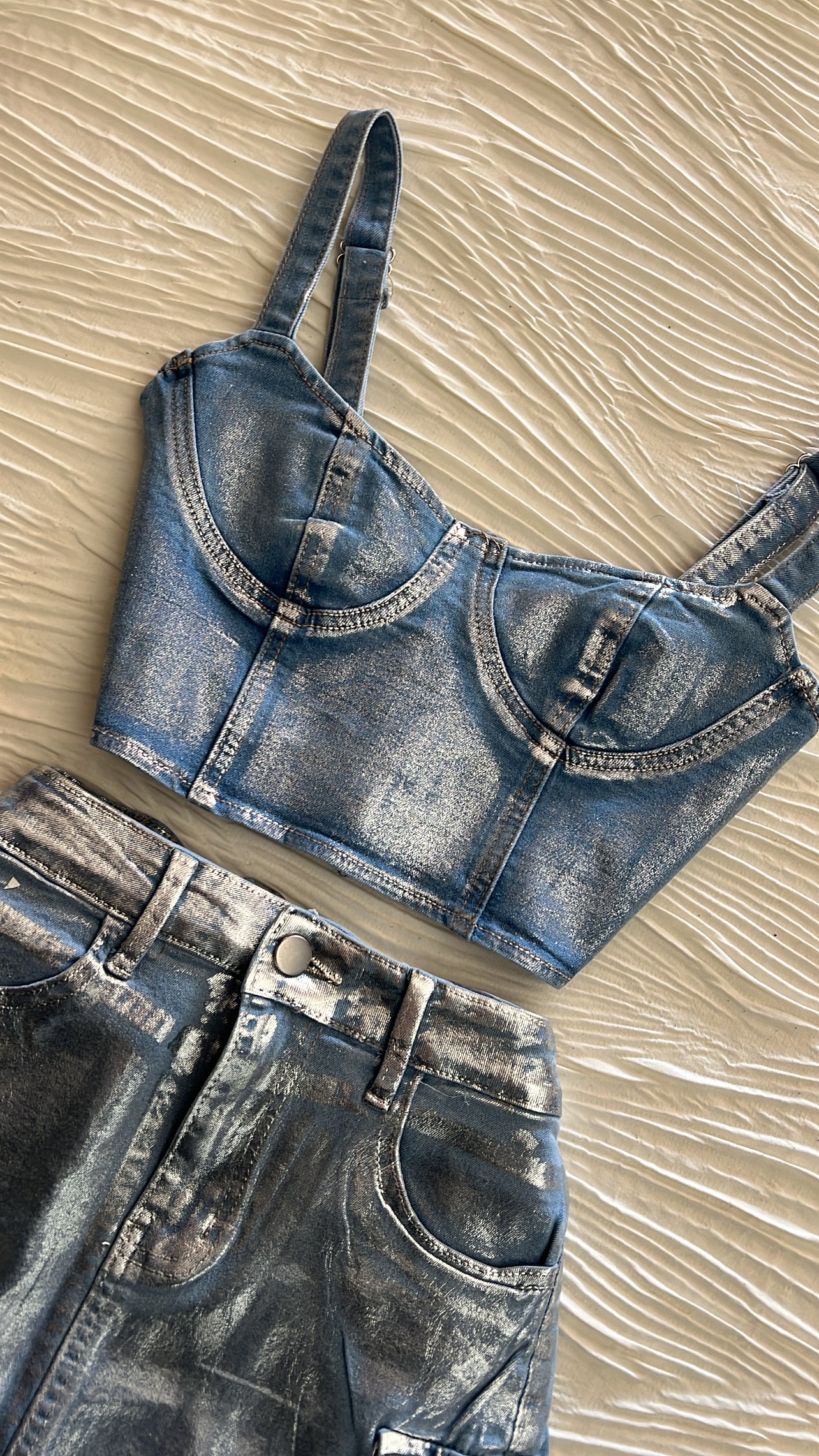 Denim Foil Top