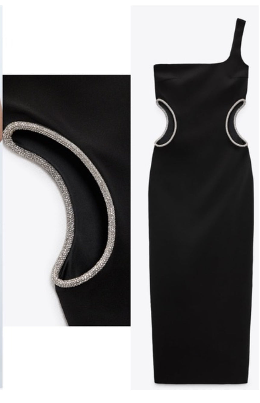 Zara Black Rhinestone Dress