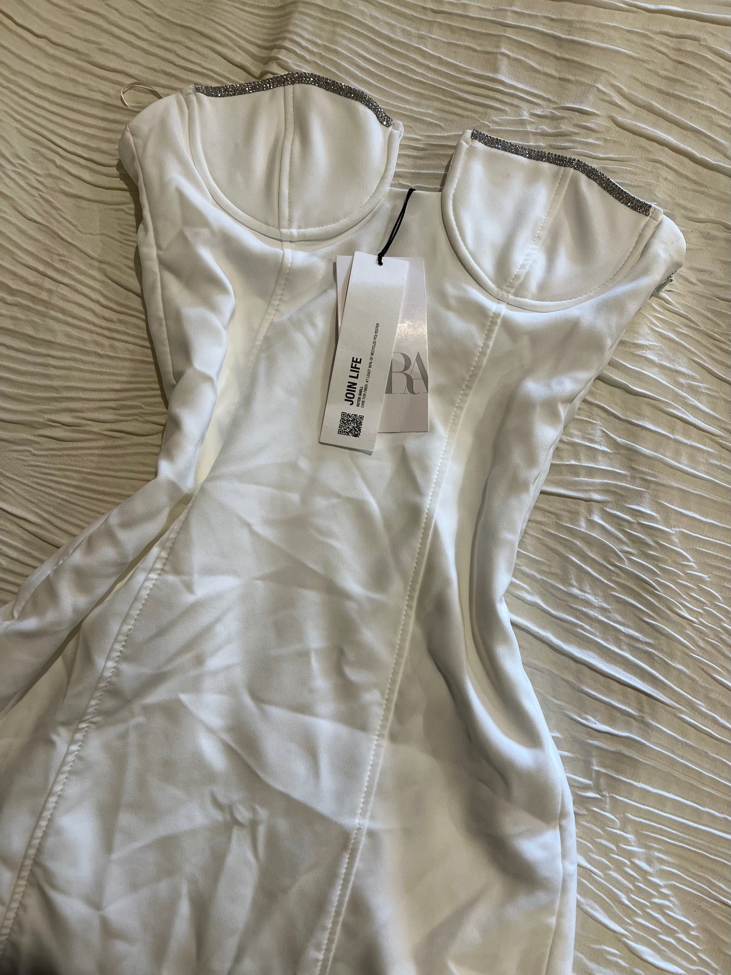 Zara White Rhinestone Dress