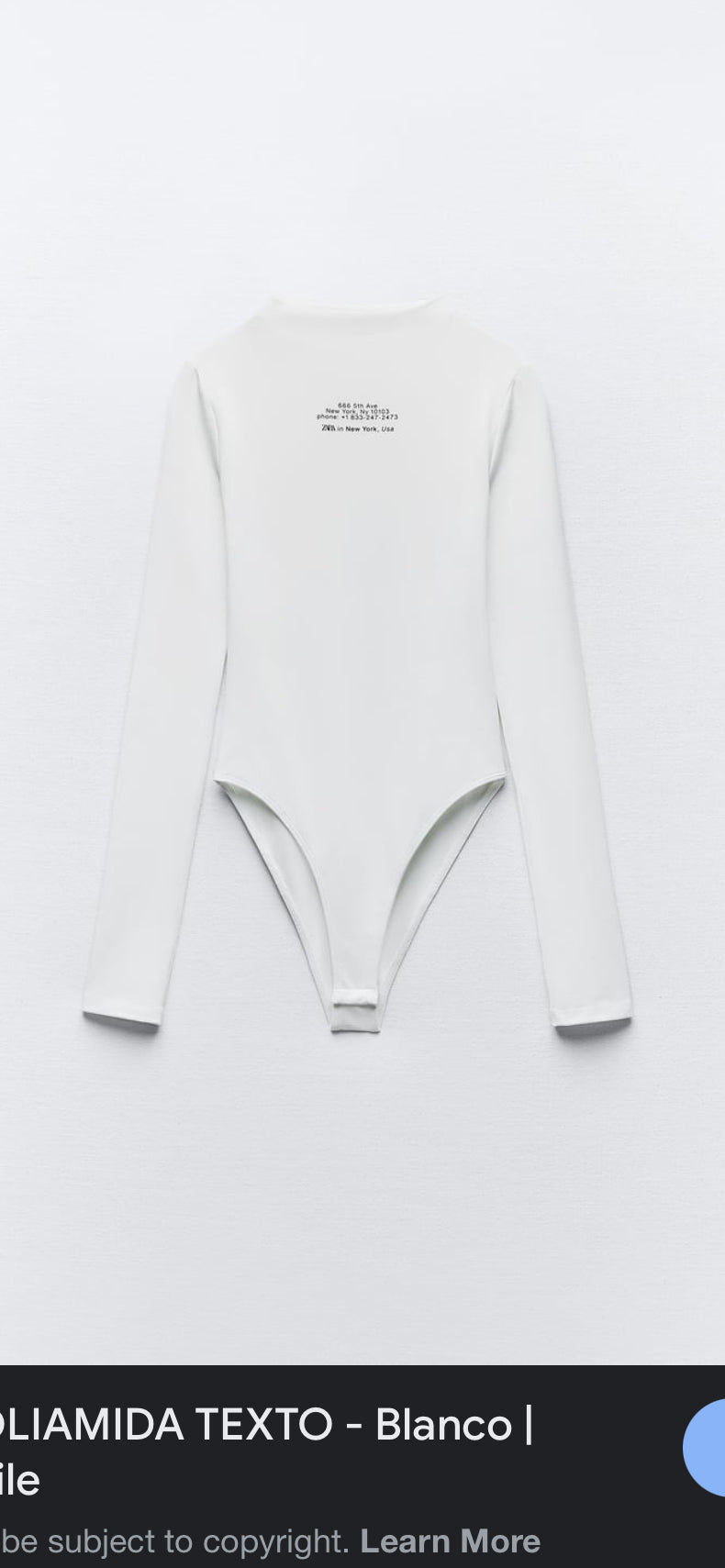 Zara White Printed BodySuit