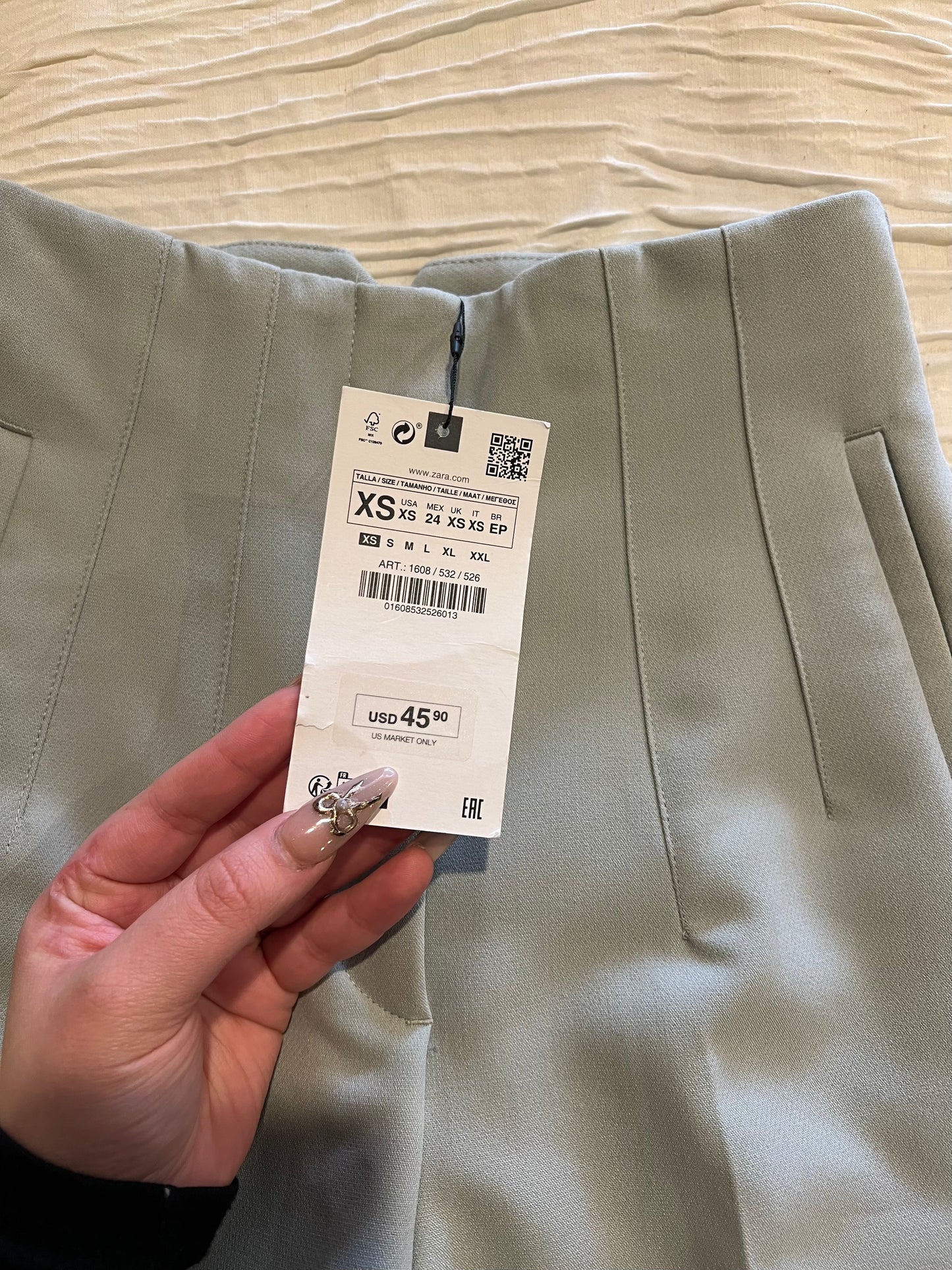 Zara Olive Light Green Dressing Pants