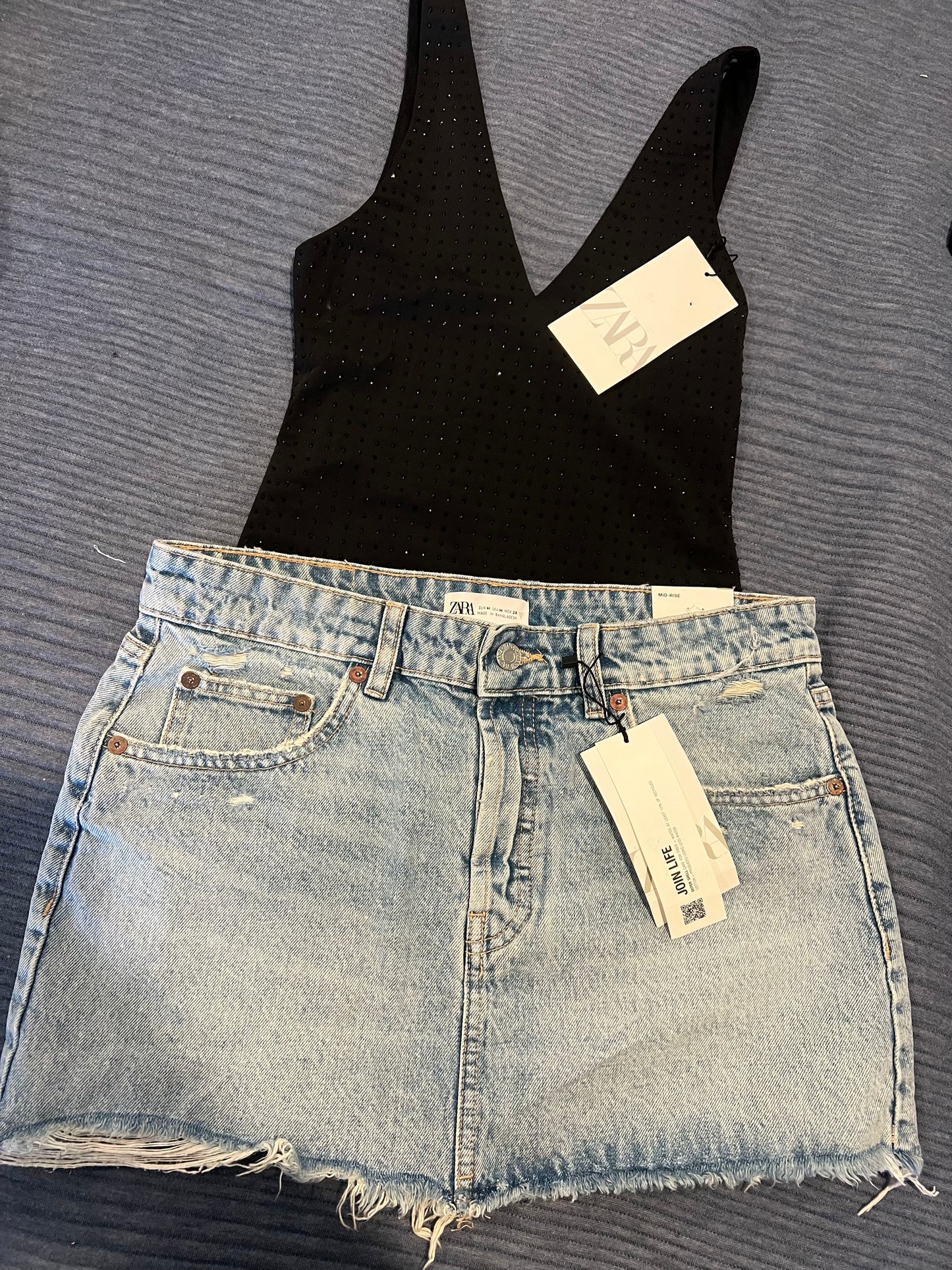 ZARA black Rhinestone Bodysuit