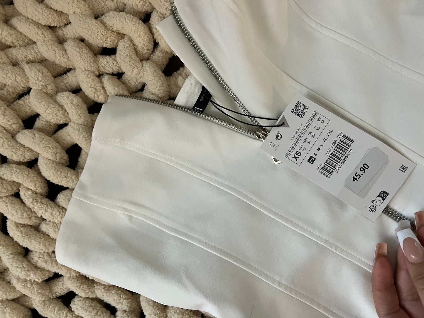 Zara White Zipper Top