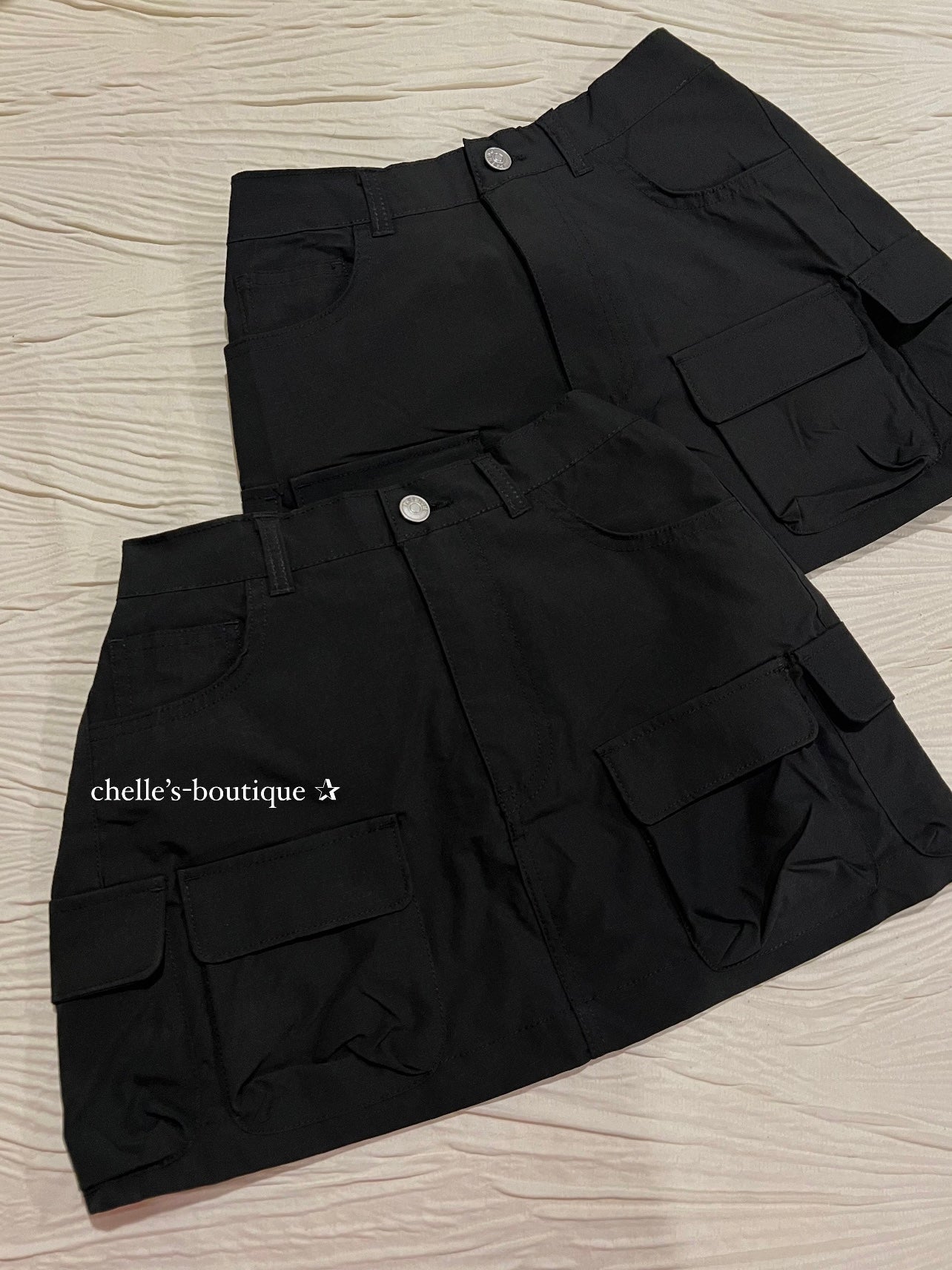 Black Mini Cargo Skirt