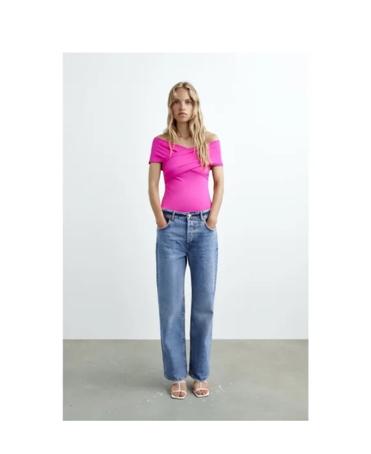 Zara Pink Off the Shoulder Top