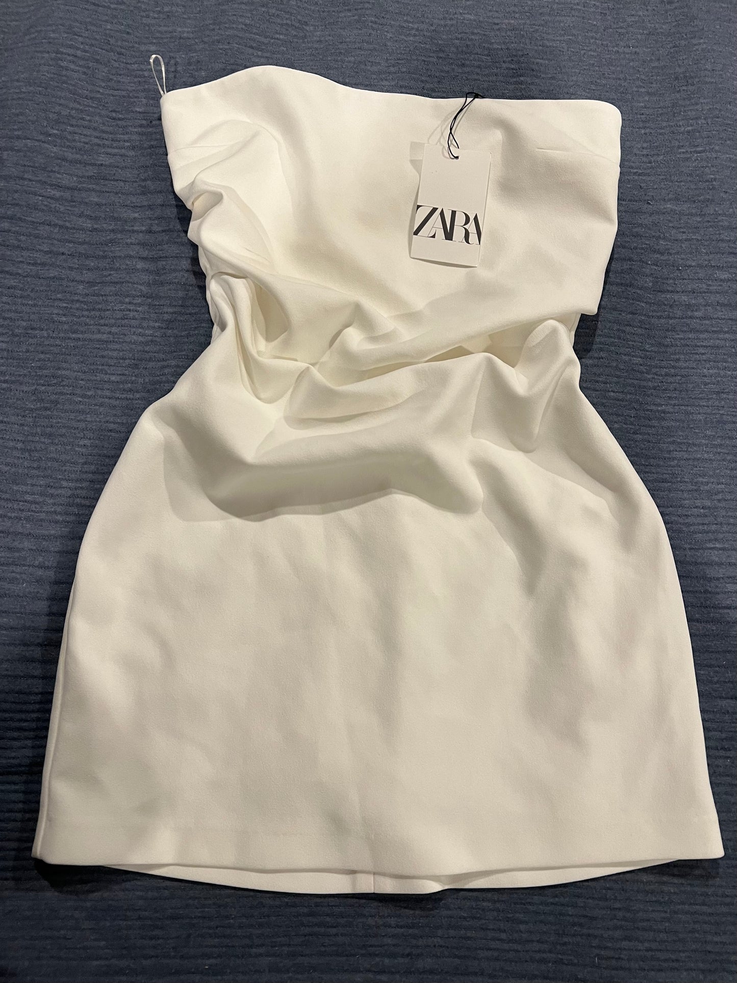 Zara White Rouched Detail Dress