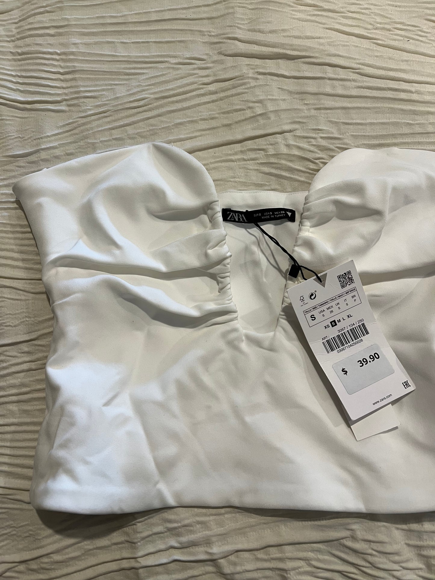 Zara White Sweetheart Top