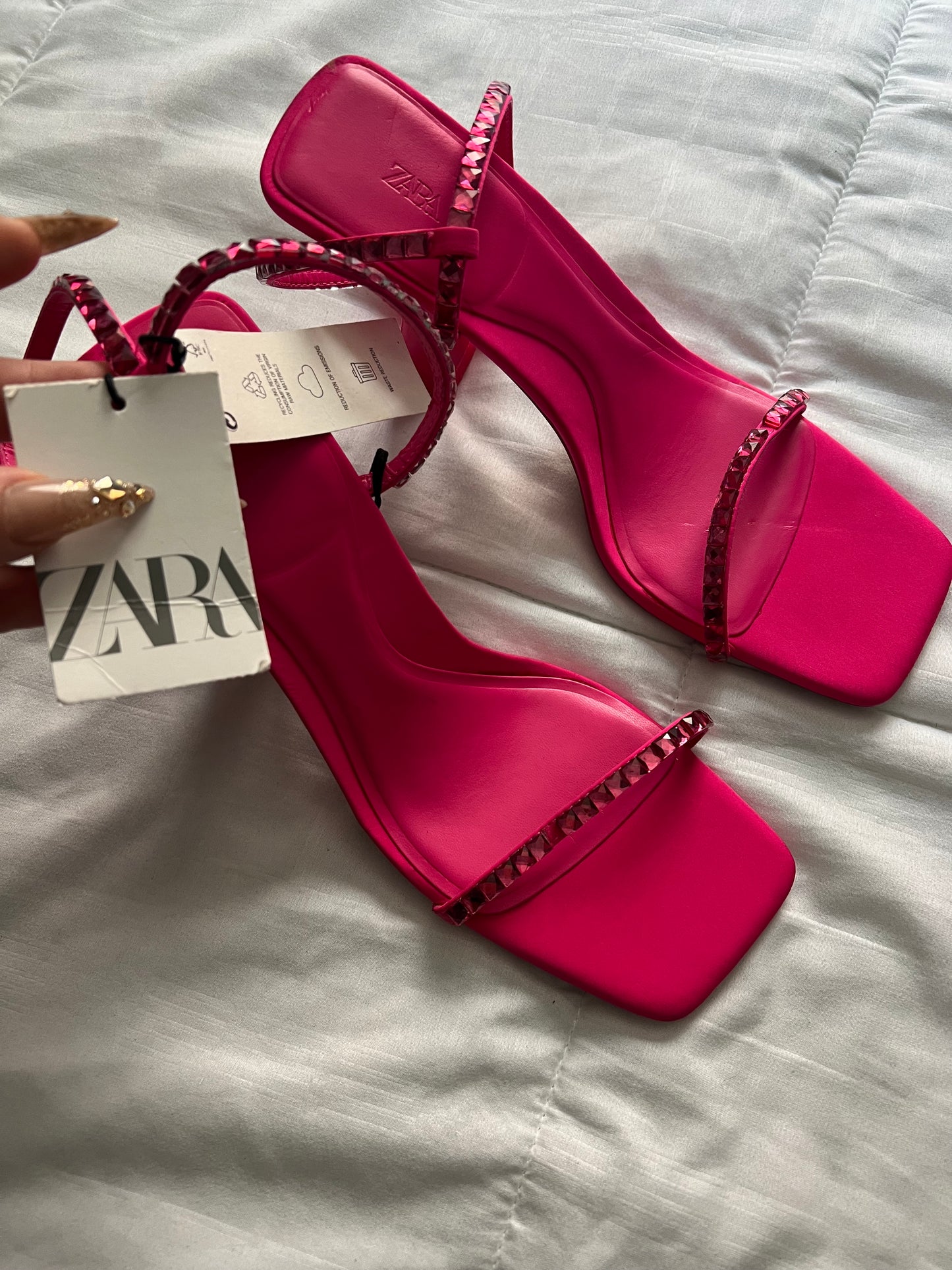 Pink Zara Rhinestone Heels