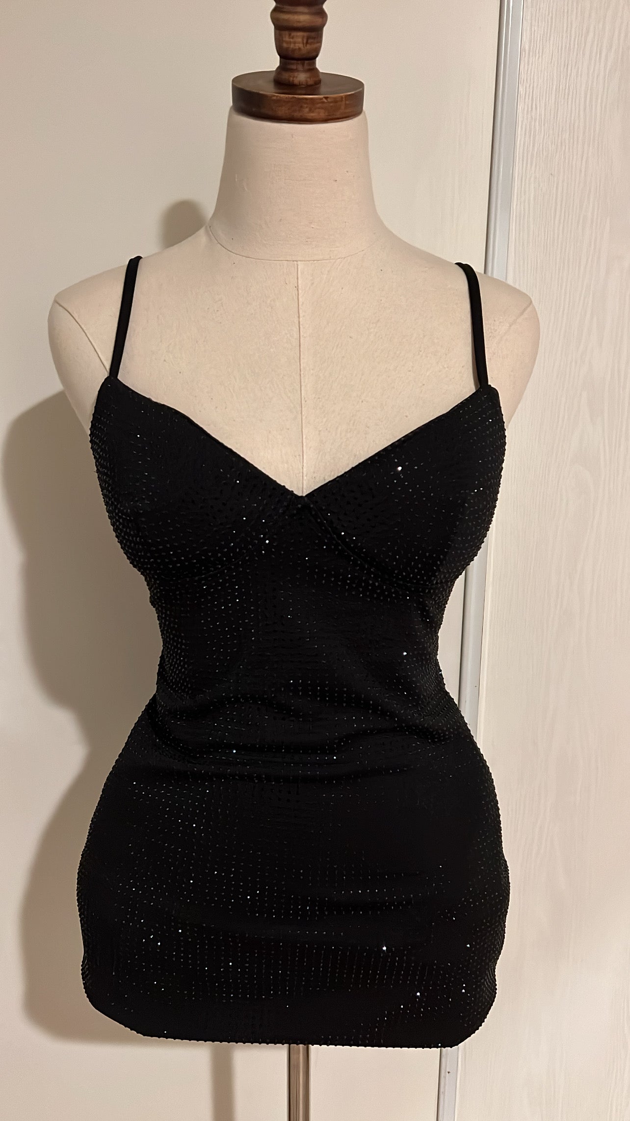 Black Sweetheart Rhinestone Dress