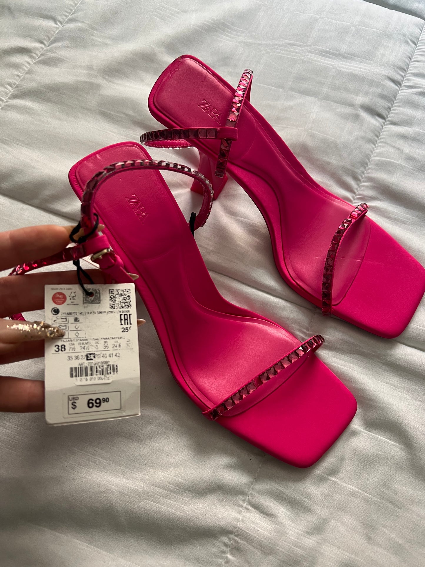 Pink Zara Rhinestone Heels