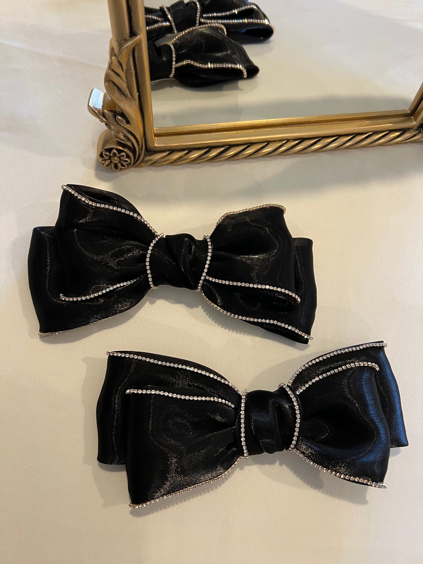 Black Rhinestone Bow