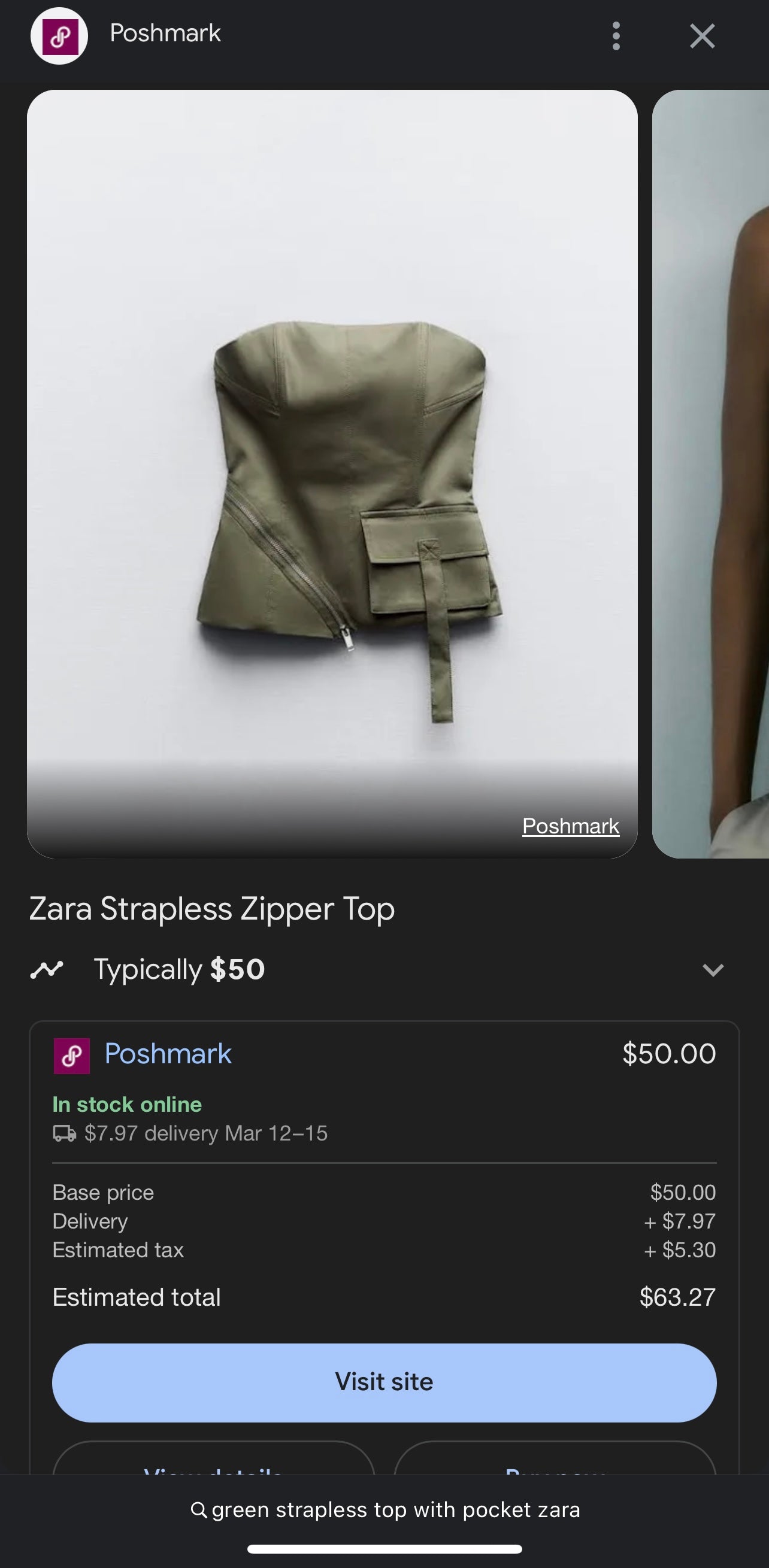 Zara Strapless Zipper Top