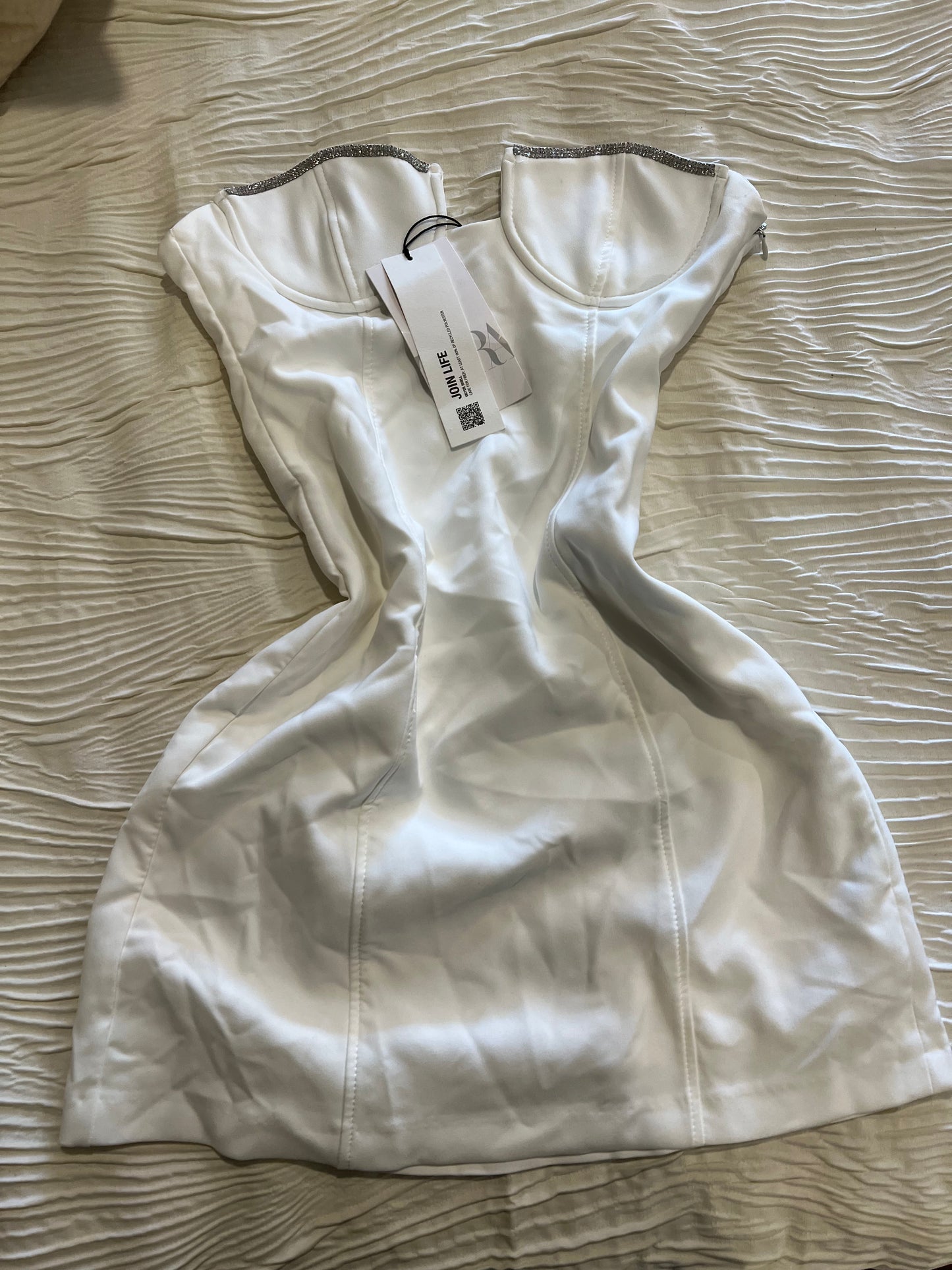 Zara White Rhinestone Dress