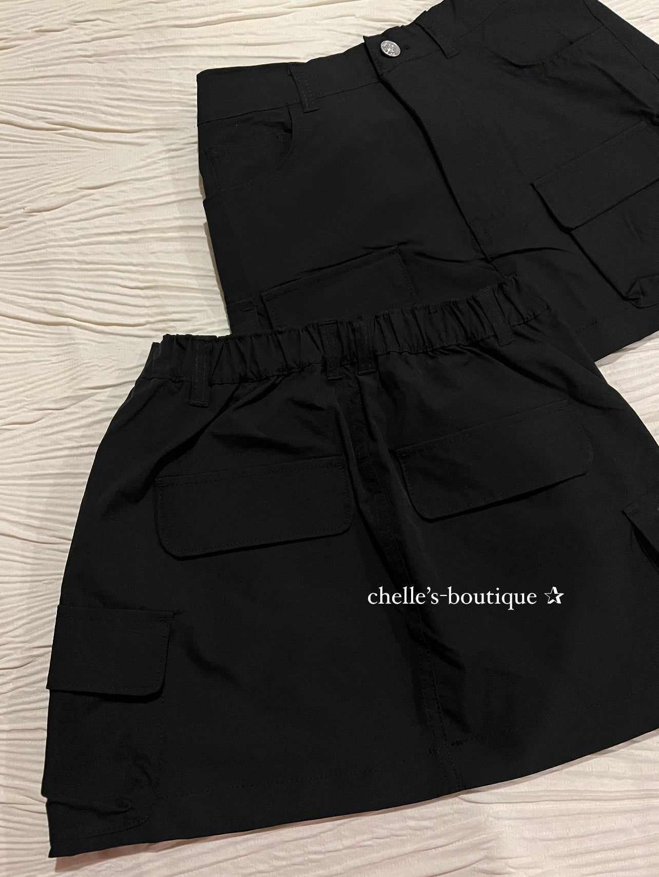 Black Mini Cargo Skirt