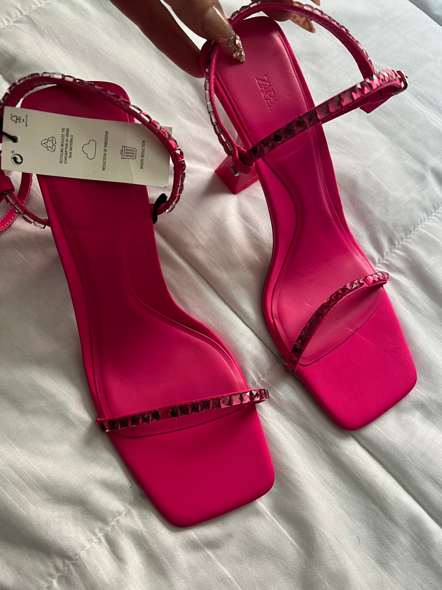 Pink Zara Rhinestone Heels