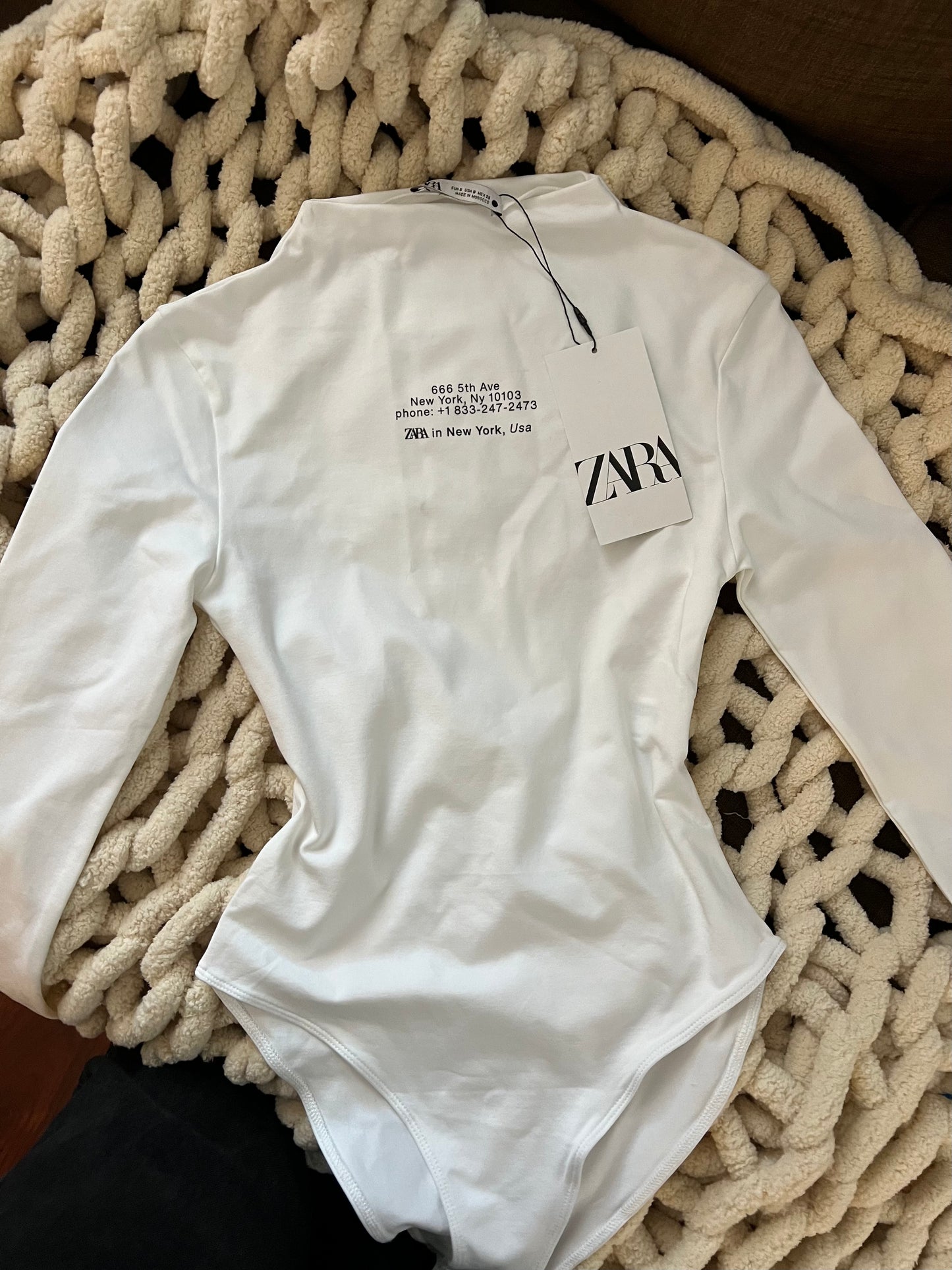 Zara White Printed BodySuit