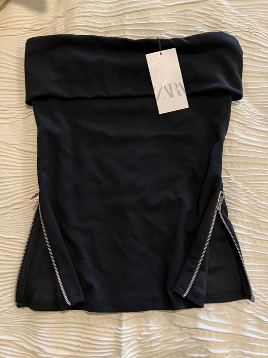 Zara black zipper top