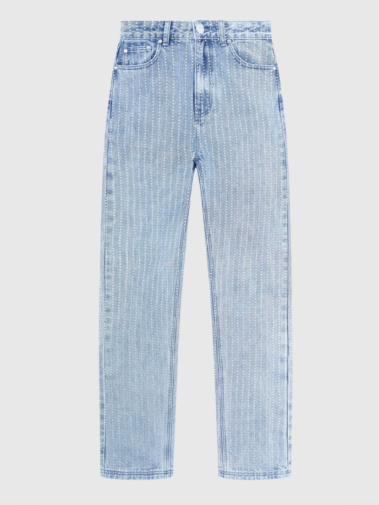 Denim Rhinestone High Wasted Jeans