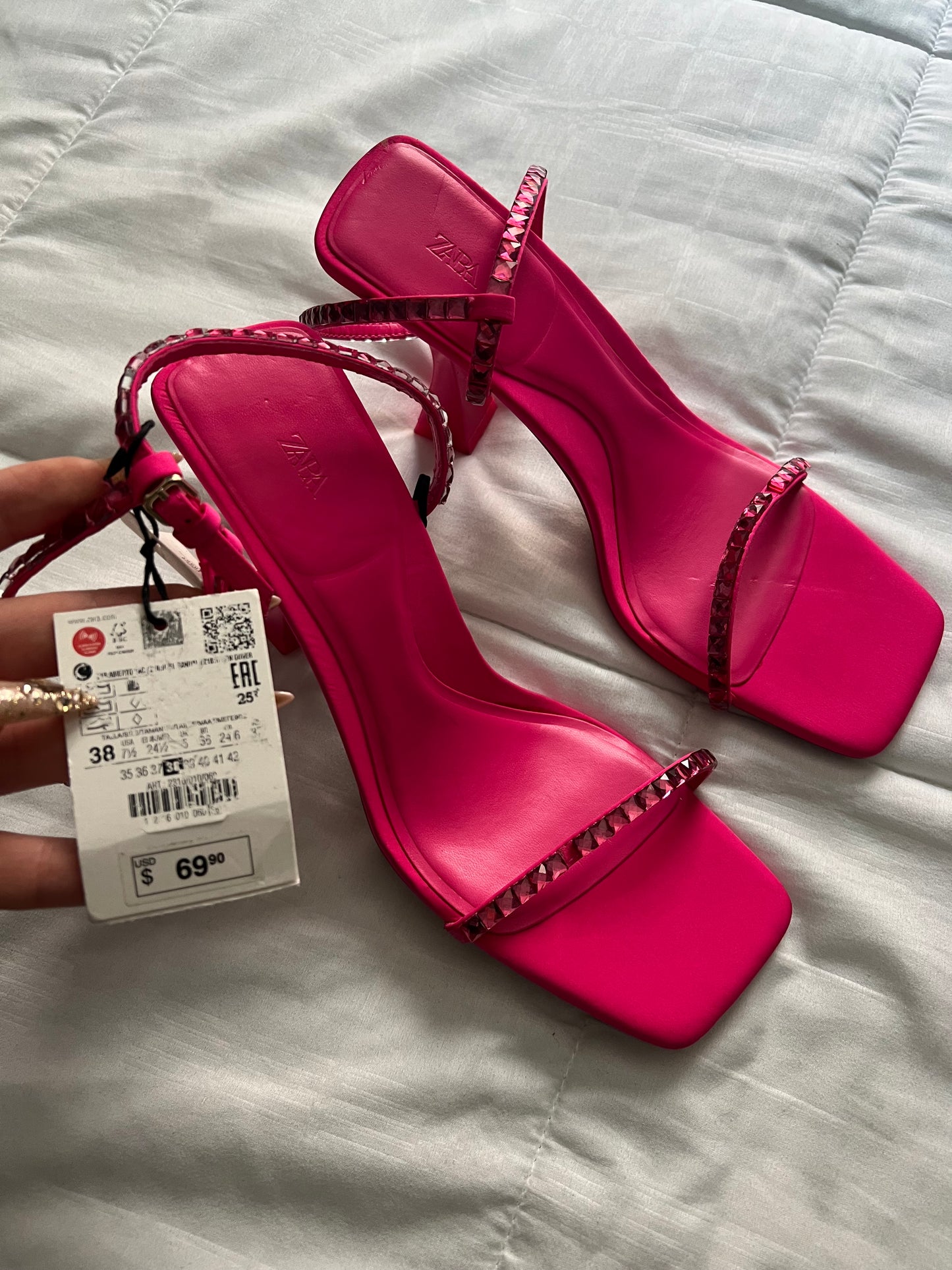 Pink Zara Rhinestone Heels