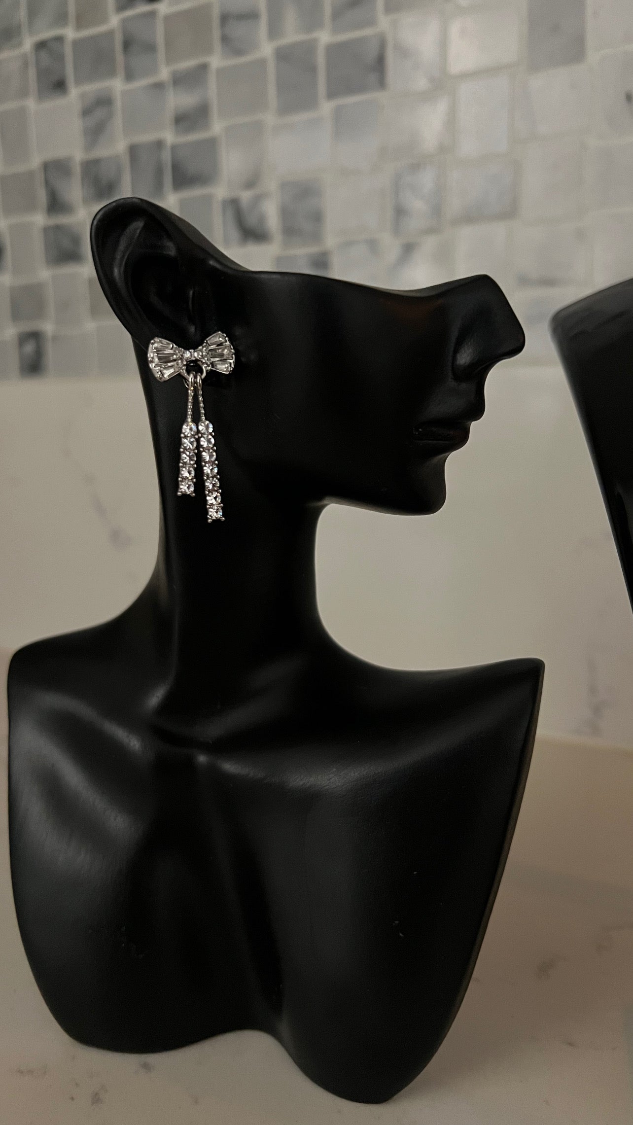 Silver Bow-Bling Earrings