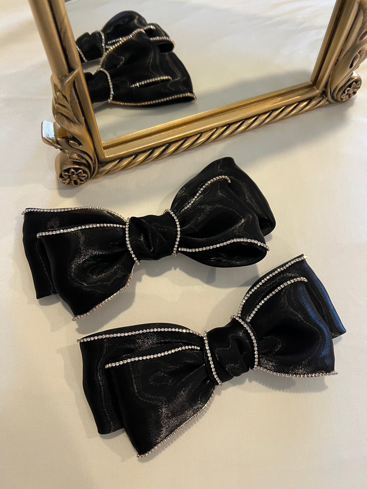 Black Rhinestone Bow