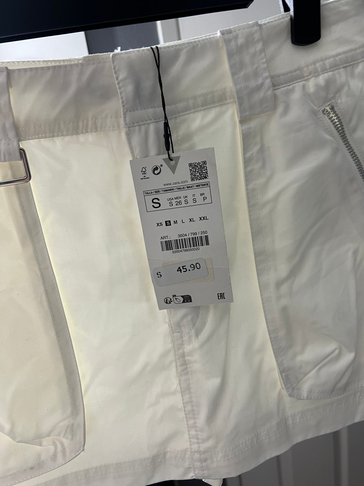 Zara White Cargo Skirt