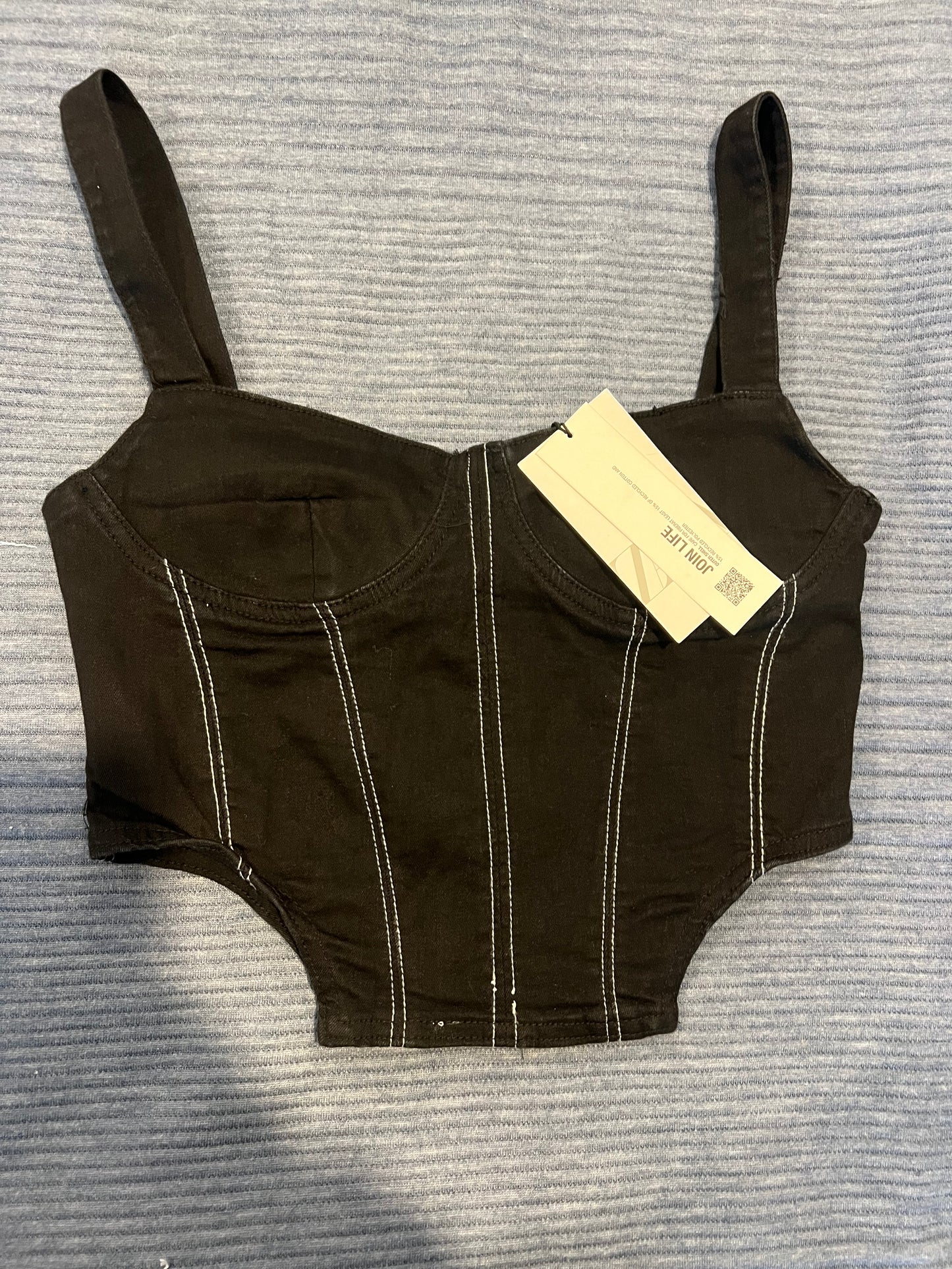 Black Zara Corset Denim Top